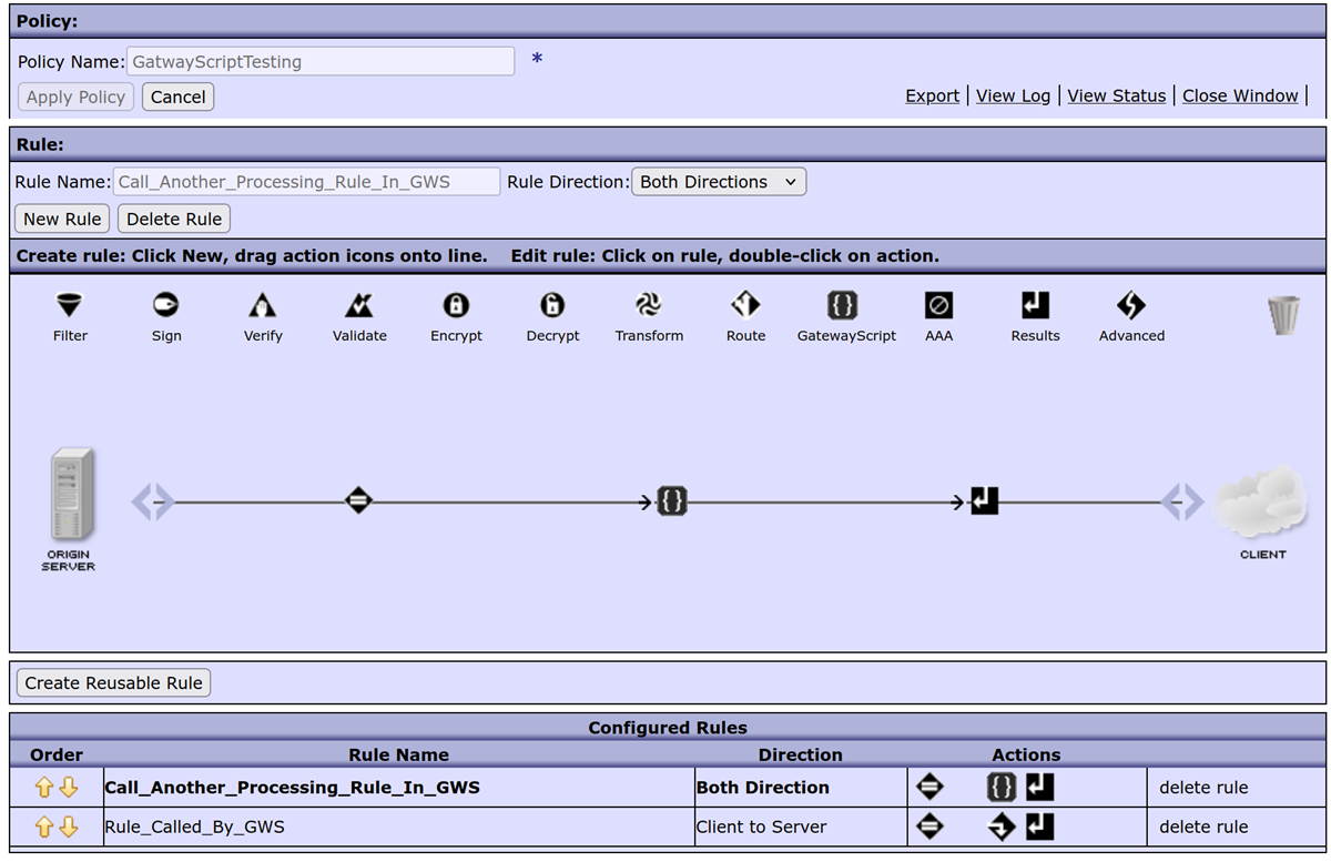 The first rule calls the second rule using GWS